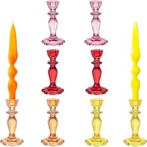 Talking Tables 8 X Coloured Glass Candlestick Holders 2 X Pink, Orange, Yellow Talking Tables 8 X Coloured Glass Candlestick Holders 2 X Pink, Orange, Yellow