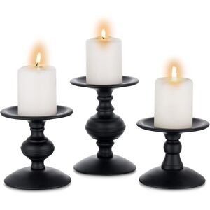 Sziqiqi Vintage Candle Holders Set Of 3 Metal Pillar Candleholder Retro Matte B Sziqiqi Vintage Candle Holders Set Of 3 Metal Pillar Candleholder Retro Matte B