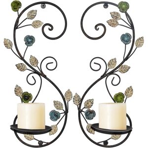 Juconsin Wall Sconces Candle Holder Set Of 2, Antique Black Leaf Branch Wall Mount Hangi Juconsin Wall Sconces Candle Holder Set Of 2, Antique Black Leaf Branch Wall Mount Hangi