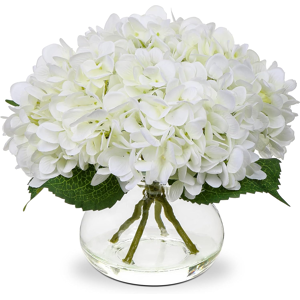 Branded Hydrangea Artificial Flowers With Vase Silk Fake Hydrangea Flower In Glass Vase Branded Hydrangea Artificial Flowers With Vase Silk Fake Hydrangea Flower In Glass Vase