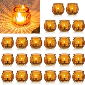 Nuptio Tea Light Candle Holders - Set Of 24 Amber Glass Pumpkin Tealight Holder Nuptio Tea Light Candle Holders - Set Of 24 Amber Glass Pumpkin Tealight Holder
