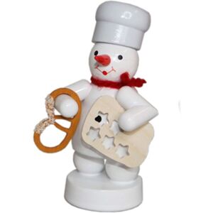 Fa. Volker Zenker Erzgebirgische Volkskunst Winter Decoration Snowman With Baker With Pretzel And Star Shape Height 8cm New Fa. Volker Zenker Erzgebirgische Volkskunst Winter Decoration Snowman With Baker With Pretzel And Star Shape Height 8cm New