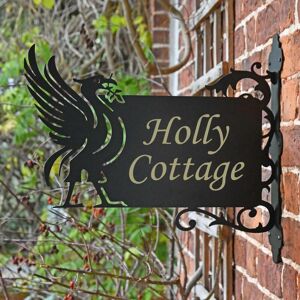 Black Country Metal Works New Black Liver Bird Wall Iron Bracketed House Name Sign Black Country Metal Works New Black Liver Bird Wall Iron Bracketed House Name Sign