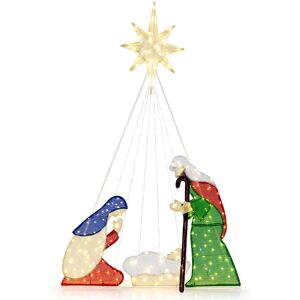 6ft Lighted Nativity Scene Holy Family Set Christmas Xmas Decoration Led Lights 6ft Lighted Nativity Scene Holy Family Set Christmas Xmas Decoration Led Lights