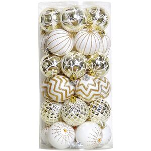 Sodial 2x(30pcs Christmas Balls ,60mm Gold&white Painted Shatterproof Festive6632 Sodial 2x(30pcs Christmas Balls ,60mm Gold&white Painted Shatterproof Festive6632