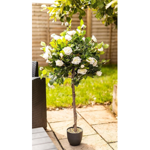 Artificial Plants Rose Tree Indoor Outdoor Large Grey Pot 120cm White Decorative Artificial Plants Rose Tree Indoor Outdoor Large Grey Pot 120cm White Decorative