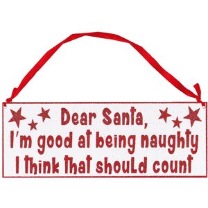 Theme Machine Christmas Red Glitter Plaque Decoration - Good At Being Naughty Theme Machine Christmas Red Glitter Plaque Decoration - Good At Being Naughty