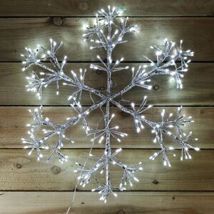 Premier 60cm Silver Starburst Snowflake Window Decoration 300 Warm White Leds Premier 60cm Silver Starburst Snowflake Window Decoration 300 Warm White Leds