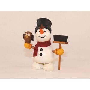 Kunsthandwerk Ullrich Wooden Figure Snowman With Owl And Broom Hxb 9x9cm New Seiffen Erzgebirge Decor. Kunsthandwerk Ullrich Wooden Figure Snowman With Owl And Broom Hxb 9x9cm New Seiffen Erzgebirge Decor.