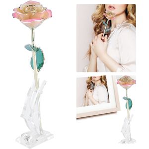 24k Gold Plating Flower White Rose Green Leaf Base Gift Decor Supplies 24k Gold Plating Flower White Rose Green Leaf Base Gift Decor Supplies