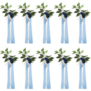 Uxcell 10pcs Wedding Aisle Decorations Pew Flowers Chair Artificial Flowers Blue, White Uxcell 10pcs Wedding Aisle Decorations Pew Flowers Chair Artificial Flowers Blue, White