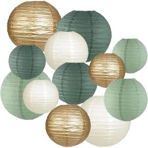 Does Not Apply 12pcs Sage Green Gold Paper Lanterns,Hanging Paper Lanterns For Bridal Enchanted Does Not Apply 12pcs Sage Green Gold Paper Lanterns,Hanging Paper Lanterns For Bridal Enchanted