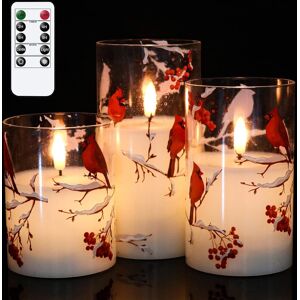 Eldnacele Christmas Glass Flameless Flickering Candles With Remote, Battery Ope Eldnacele Christmas Glass Flameless Flickering Candles With Remote, Battery Ope