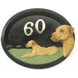 Black Country Metal Works Rhodesian Ridgeback - Hand Painted House Sign / Plaque With Number Black Country Metal Works Rhodesian Ridgeback - Hand Painted House Sign / Plaque With Number