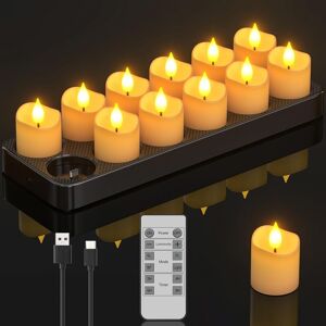 pchero Pchero Rechargeable Candles With Remote, 12 Pack Led Flameless Tea Lights Batte pchero Pchero Rechargeable Candles With Remote, 12 Pack Led Flameless Tea Lights Batte
