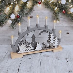 Wooden Candle Bridge 9 Warm White Leds Festive Christmas Arch Decoration Wooden Candle Bridge 9 Warm White Leds Festive Christmas Arch Decoration