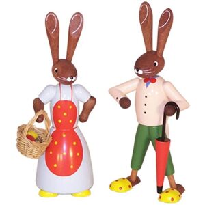 Fa. Volker Zenker Erzgebirgische Volkskunst Easter Decoration Osterhasenpaar Colourful Height 12,5cm New Fa. Volker Zenker Erzgebirgische Volkskunst Easter Decoration Osterhasenpaar Colourful Height 12,5cm New