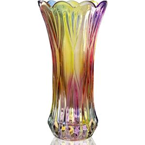 Tempfoo 30cm Glass Vase For Flowers Tall Coloured Crystal Large Elegant Flower Vase Tempfoo 30cm Glass Vase For Flowers Tall Coloured Crystal Large Elegant Flower Vase