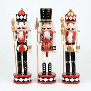 Shatchi Christmas Decoration Wooden Nutcrackers 38cm Figures Ornament 3pcs Set Red Black Shatchi Christmas Decoration Wooden Nutcrackers 38cm Figures Ornament 3pcs Set Red Black