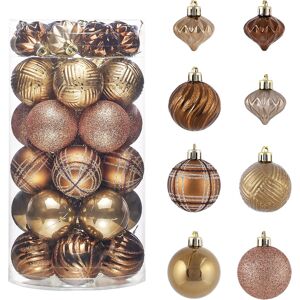 Branded Christmas Tree Decorations Copper Baubles,35pcs 5cm Bronze Luxury Shatterproof B Branded Christmas Tree Decorations Copper Baubles,35pcs 5cm Bronze Luxury Shatterproof B