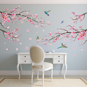 Does Not Apply Pink Watercolor Cherry Blossom Wall Stickers - Tree Branch Flower Birds Wall Dec Does Not Apply Pink Watercolor Cherry Blossom Wall Stickers - Tree Branch Flower Birds Wall Dec