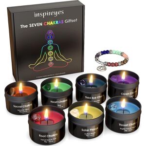 Inspireyes Chakra Candles With Premium Crystal And Healing Stones, Luxury Medit Inspireyes Chakra Candles With Premium Crystal And Healing Stones, Luxury Medit