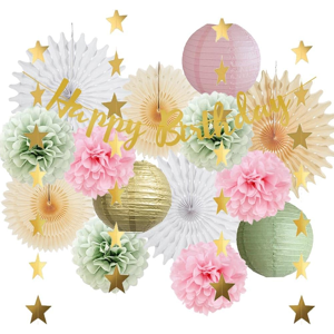 Does Not Apply Sage Green And Pink Birthday Decorations Pink Paper Lanterns Pom Poms White Pape Does Not Apply Sage Green And Pink Birthday Decorations Pink Paper Lanterns Pom Poms White Pape