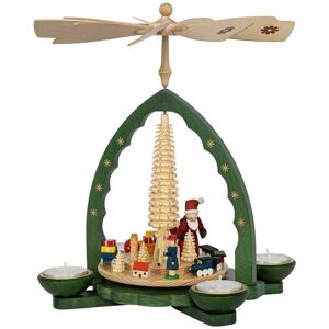 Erzgebirgische Volkskunst Richard Glässer Gmbh Pyramid Santa Claus Bescherung With Tealights And Candles Green Height 27cm New Erzgebirgische Volkskunst Richard Glässer Gmbh Pyramid Santa Claus Bescherung With Tealights And Candles Green Height 27cm New