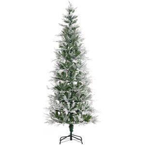 Homcom 7 Foot Snow Flocked Artificial Christmas Tree Holiday With Pencil Shape Homcom 7 Foot Snow Flocked Artificial Christmas Tree Holiday With Pencil Shape