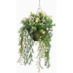 Blooming Artificial - Faux Pretty Pink Hanging Basket - Outdoor Flower Cosmo Blooming Artificial - Faux Pretty Pink Hanging Basket - Outdoor Flower Cosmo