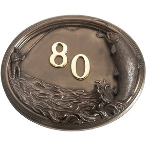Black Country Metal Works Bronze Finish Fisherman Design House Number Sign Black Country Metal Works Bronze Finish Fisherman Design House Number Sign
