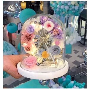 Handmade Forever Real Glass Roses Ferris Wheel, Preserved Flowers Handmade Forever Real Glass Roses Ferris Wheel, Preserved Flowers