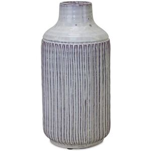 Homeroots.Co 12" White And Brown Ribbed Cylinder Terracotta Table Vase Homeroots.Co 12" White And Brown Ribbed Cylinder Terracotta Table Vase