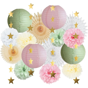 Does Not Apply Sage Green And Pink Party Decorations Hanging Paper Lanterns Pink White Tissue P Does Not Apply Sage Green And Pink Party Decorations Hanging Paper Lanterns Pink White Tissue P