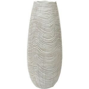 Bps Home Polyresin Floor Vase White Brown Wave Lines Flower Standing Vase Home Decor 51cm Bps Home Polyresin Floor Vase White Brown Wave Lines Flower Standing Vase Home Decor 51cm