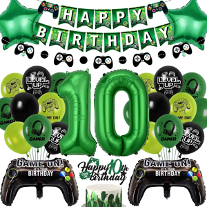 Does Not Apply Gaming Birthday Decorations Balloons Boy - Green Happy 10th Birthday Banner Deco Does Not Apply Gaming Birthday Decorations Balloons Boy - Green Happy 10th Birthday Banner Deco