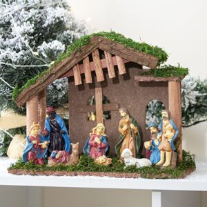 Darthome 10 Piece Nativity Scene Christmas Decoration Traditional Stable & 9 Figures Set Darthome 10 Piece Nativity Scene Christmas Decoration Traditional Stable & 9 Figures Set