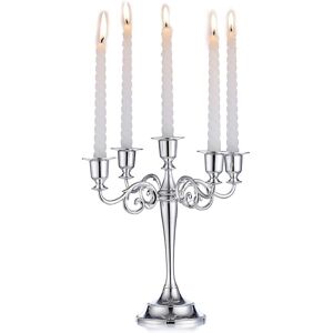 Nuptio Silver Candelabra Candle Holder - Candlestick Holders 5-Arm 27cm Tall Ca Nuptio Silver Candelabra Candle Holder - Candlestick Holders 5-Arm 27cm Tall Ca