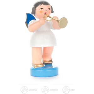 Großhandel Dregeno Angel With Trumpet Standing, Blue Wings H = Ca 5,5 Cm New Erzgebirge Wood Figure Großhandel Dregeno Angel With Trumpet Standing, Blue Wings H = Ca 5,5 Cm New Erzgebirge Wood Figure