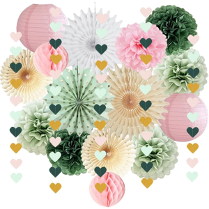 Does Not Apply Sage Green And Pink Party Decorations Sage Green Pink Paper Pom Poms Paper Fans Does Not Apply Sage Green And Pink Party Decorations Sage Green Pink Paper Pom Poms Paper Fans