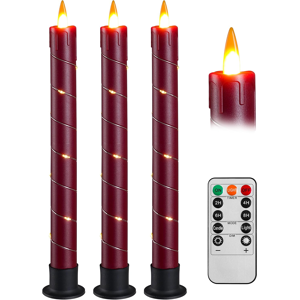 Does Not Apply 3 Pcs Flickering Flameless Battery Operated Taper Candle-Window Candles With Rem Does Not Apply 3 Pcs Flickering Flameless Battery Operated Taper Candle-Window Candles With Rem