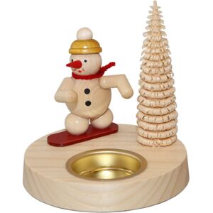 Fa. Volker Zenker Erzgebirgische Volkskunst Table Decoration Candle Holder Snowman On Snowboard 10x10.5x10cm New Fa. Volker Zenker Erzgebirgische Volkskunst Table Decoration Candle Holder Snowman On Snowboard 10x10.5x10cm New
