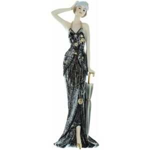 Widdop Figurine Lady Ornament Rose Broadway Belles Black Dress With Parasol 32cm 62725 Widdop Figurine Lady Ornament Rose Broadway Belles Black Dress With Parasol 32cm 62725