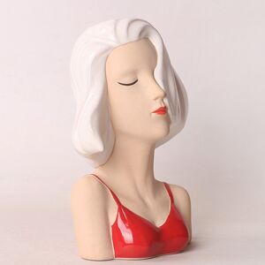 Girl Face Vase Modern Decorative Sculpture Ceramic Head Flower Vase For Living R Girl Face Vase Modern Decorative Sculpture Ceramic Head Flower Vase For Living R