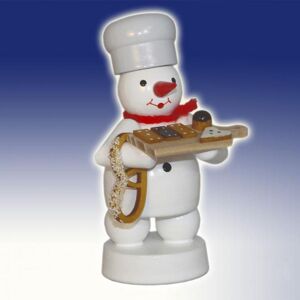 Fa. Volker Zenker Erzgebirgische Volkskunst Winter Decoration Snowman Baker With Cake Board And Pretzel Height 8cm New Fa. Volker Zenker Erzgebirgische Volkskunst Winter Decoration Snowman Baker With Cake Board And Pretzel Height 8cm New