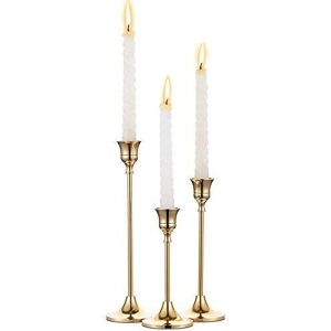 nuptio Nuptio 3 Pcs Brass Gold Metal Taper Candle Holders Candlestick Holders, Vintage nuptio Nuptio 3 Pcs Brass Gold Metal Taper Candle Holders Candlestick Holders, Vintage