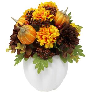 Straits Autumn Floral Arrangement Centerpiece White Ceramic Vase Pumpkin Fall Decor Straits Autumn Floral Arrangement Centerpiece White Ceramic Vase Pumpkin Fall Decor