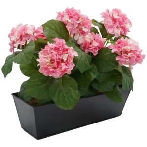 Greenbrokers Artificial Pink Hydrangea Flower Bush Black Tin Window Box (45cm) Greenbrokers Artificial Pink Hydrangea Flower Bush Black Tin Window Box (45cm)