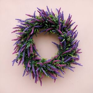 Primrose Artificial Lavender Flower Wreath With Hanging Loop In Purple 50cm Primrose Artificial Lavender Flower Wreath With Hanging Loop In Purple 50cm