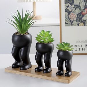 3pcs Artificial Succulent Plants In Ceramic Pots Modern Cute Human Shaped Decora 3pcs Artificial Succulent Plants In Ceramic Pots Modern Cute Human Shaped Decora